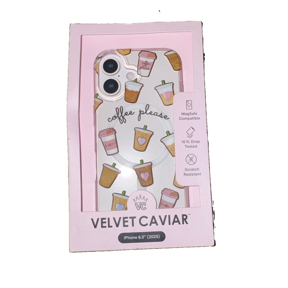 Velvet Caviar Coffee First MagSafe Compatible Case for iPhone 17 , Clear New